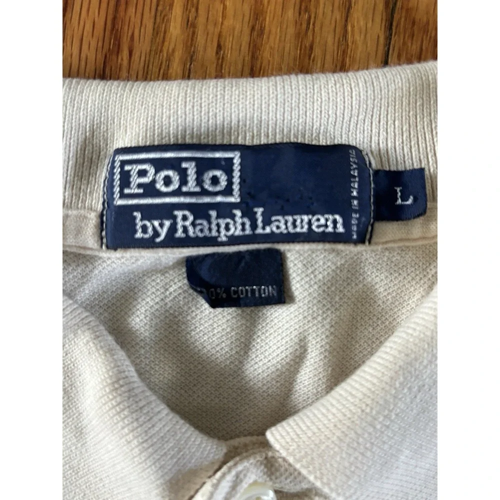 Polo Ralph Lauren Men's L Classic Fit Short Sleeve Pale Yellow Blue Pony Cotton